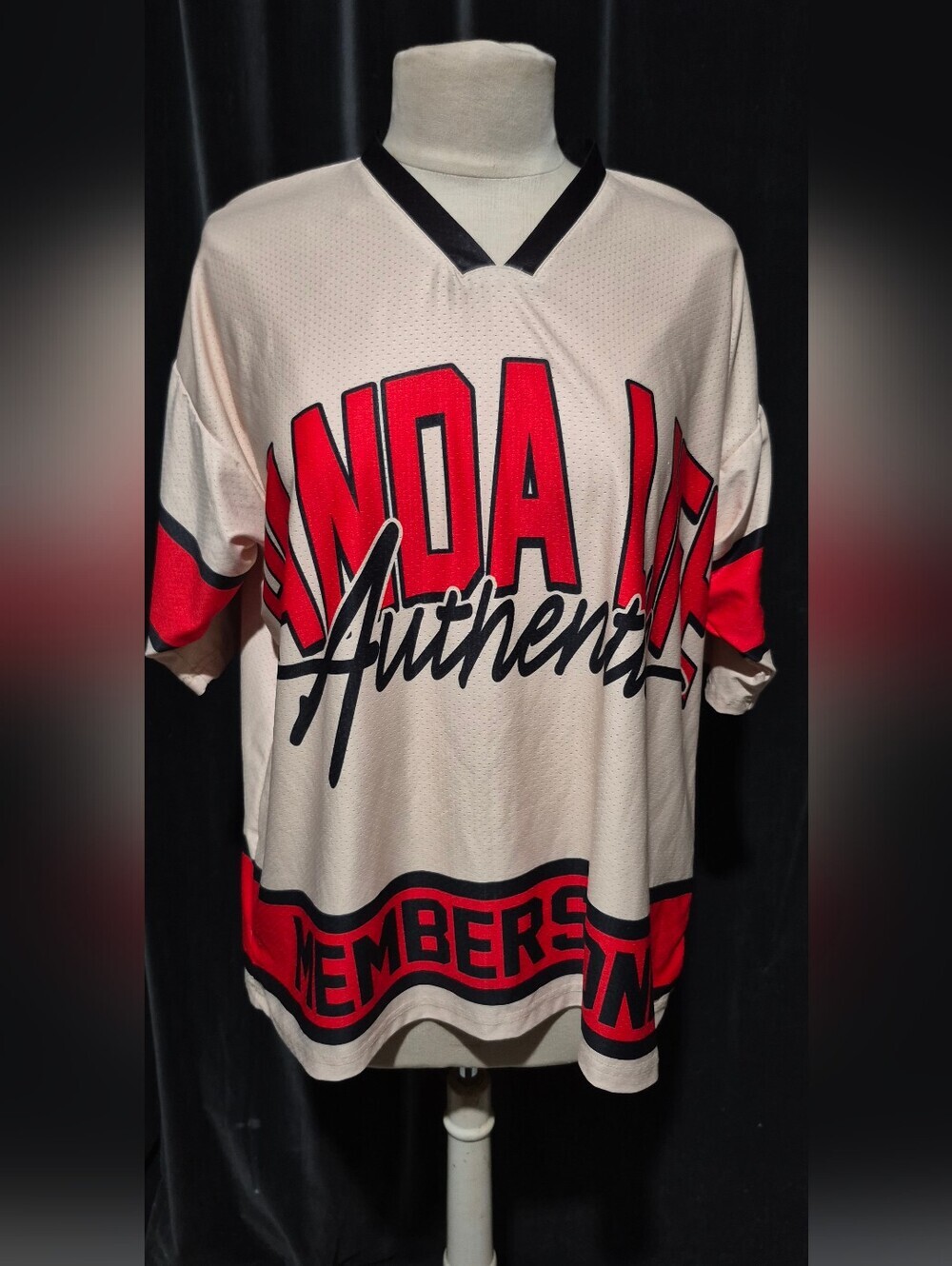 Beige and Red Graphic Men's Jersey Shirt